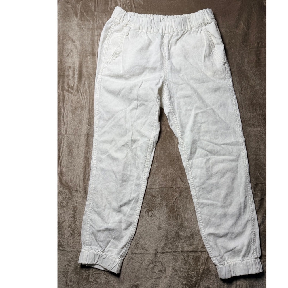 J.Crew White Linen Blend Jogger Women Size 0 Natural Fibers Coastal Nautical